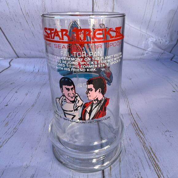 VINTAGE 1984 STAR TREK III Search for Spock FAL-TOR-PAN Collector Glass - Picture 1 of 5